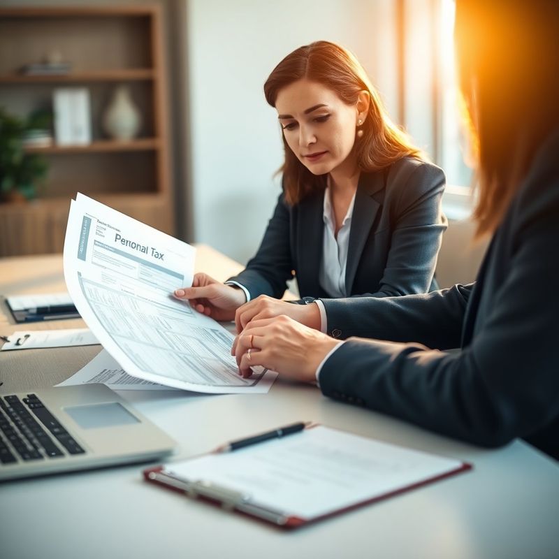Consultant fiscal ConsultInnovation analizând documente personale împreună cu un client
